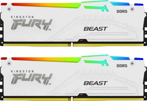 Pamięć RAM Kingston FURY Beast RGB DDR5 64GB (2 x 32GB) 6400 CL32 EXPO Biały
