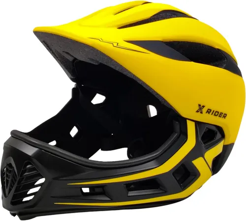 Kask XRIDER XRKFH004S Żółto-czarny Full Face dla Dzieci z odpinaną szczęką (rozmiar S)