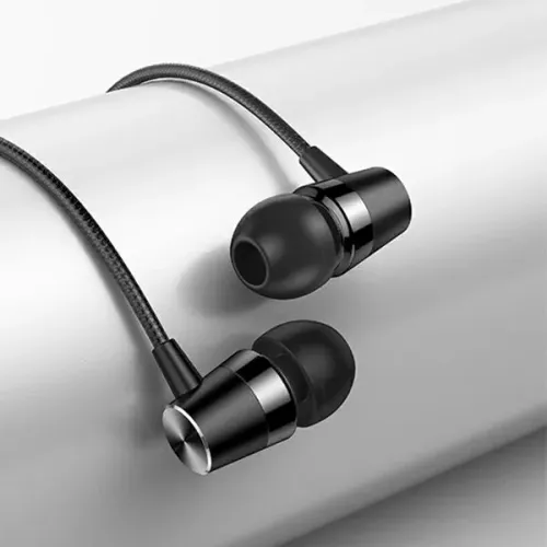 Słuchawki przewodowe USAMS EP-42 jack 3,5 mm Dokanałowe Mikrofon Czarny