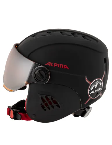 Kask snowboardowy dziecięcy ALPINA CARAT LE VISOR black red - Rozmiar - S