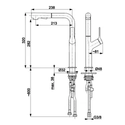 Bateria KFA ARMATURA Duero 6623-220-22 Inox