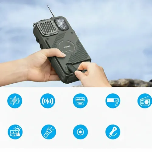 Radioodbiornik Hawk R40 Na korbkę, Solarne, Latarka, Radio FM Bluetooth Zielony