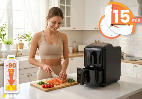 Air Fryer Frytkownica beztłuszczowa BERDSEN BD-663 11.6l z podwójnym koszem i okienkiem do obserwacji postępów gotowania