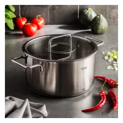 FISSLER Pure Collection 5,7 l - garnek ze stali nierdzewnej ze szklaną pokrywką