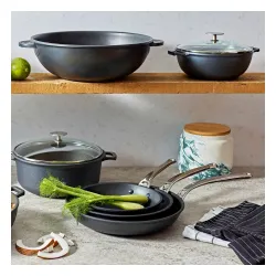 DE BUYER Choc Extreme głęboka z rączkami 24 cm czarna - patelnia nieprzywierająca