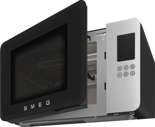 Kuchenka mikrofalowa SMEG Collezione MOC01BLMEU 1900W średnica 28 cm pojemność 29l Technologia Inverter Auto Defrost Quick Start Czarny
