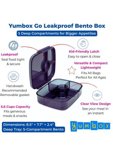Lunchbox głęboki 5-komorowy Yumbox Go Bento Box - Berlin charcoal gray