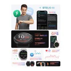 Smartwatch STELIO Activ Pro AI GPS 46mm Tytan Złoty