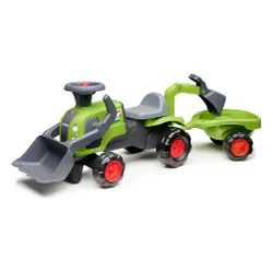 Falk Traktorek Jeździk Baby Claas z Koparką Łyżką i Przyczepą