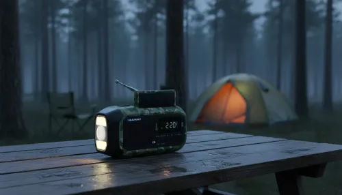 Radioodbiornik Blaupunkt ER20GC SURVIVAL Na korbkę, Solarne, Latarka, Powerbank, Radio FM Zielony