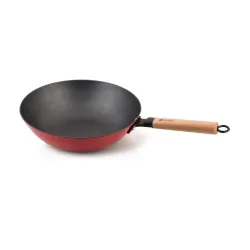 Wok żeliwny RODELUXE CZERWONY 30 cm