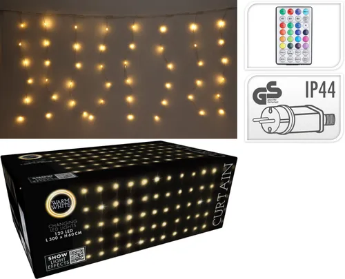 Kurtyna dekoracyjna CHRISTMAS DECORATION 232135 120 LED Sieciowe 3 m Biały