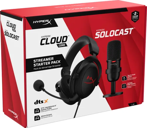 Наушники геймерские / игровые HyperX Streamer Starter Pack Cloud Core + SoloCast черный (HBNDL0001)