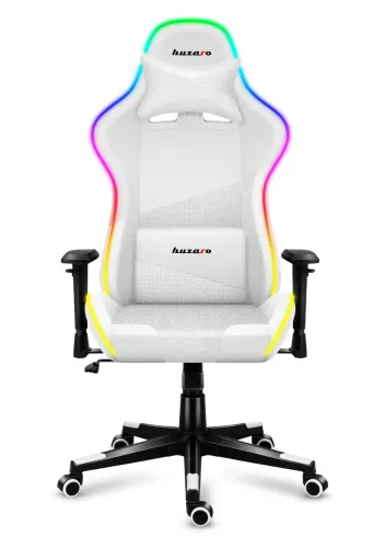 Fotel Huzaro Force 6.2 RGB LED Gamingowy do 130kg Tkanina Biały