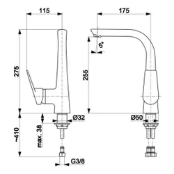 Bateria KFA ARMATURA Topaz 4013-915-00 Chrom