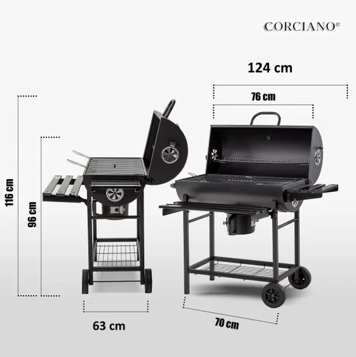 Grill Węglowy BARIL Ogrodowy BECZKA Składane półki POPIELNIK Corciano