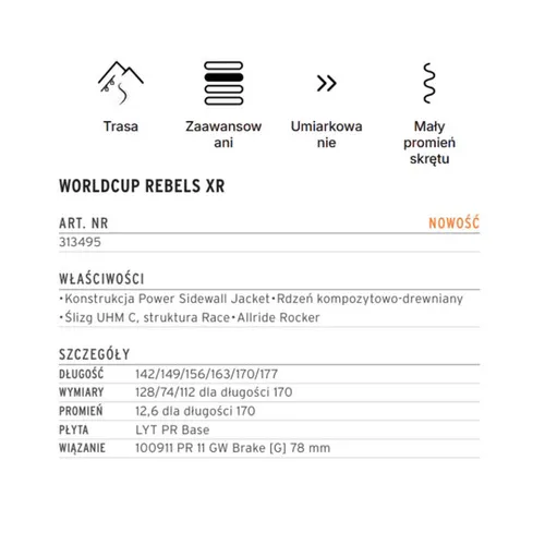 Narty HEAD Rebels XR + wiązania PR 11 GW 2026