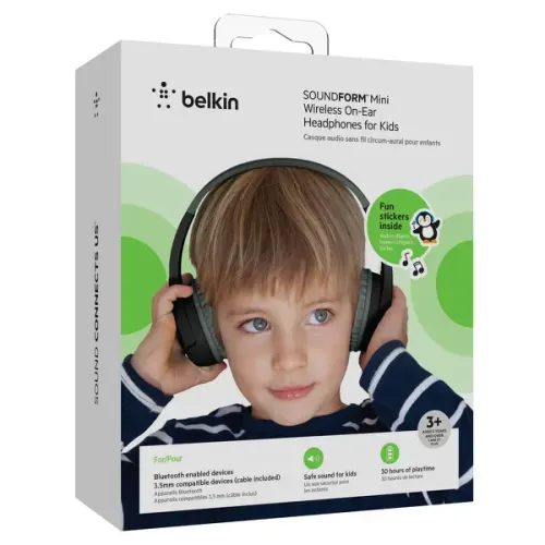 Słuchawki bezprzewodowe Belkin Soundform Mini dla dzieci Nauszne Bluetooth 5.3 Czarny