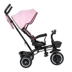 Rowerek trójkołowy z daszkiem FUNFIT 3w1 pchacz Zippy +dzwonek różowy