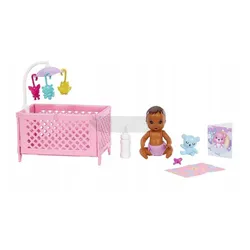 LALKA BARBIE SKIPPER USYPIANIE MALUSZKA łóżeczko HJY34