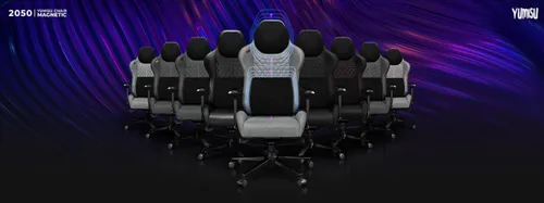 Fotel YUMISU 2050 Magnetic Jasnoszaro-czerwony