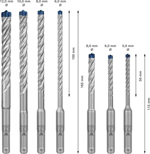 Zestaw 7 wierteł do betonu Bosch SDS PLUS-7X Expert