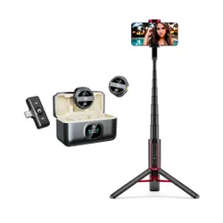 Mikrofon HAWK HW-MIC201 + Uchwyt selfie XLINE Premium BSF801 Bluetooth Czarno-czerwony