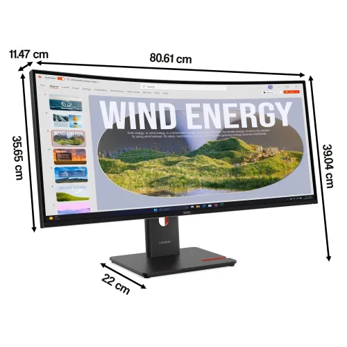 Monitor LENOVO ThinkVision T34WD-40 34" 3440x1440px 120Hz 4 ms [GTG] Curved + Kamera MC60
