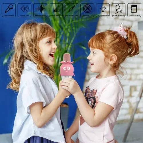 Mikrofon z głośnikiem Bluetooth Forever AMS-200 dla dzieci 5W Różowy