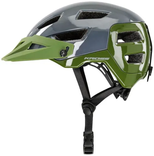 Kask rowerowy KROSS Adventuro Pro Szaro-zielony MTB (rozmiar M)