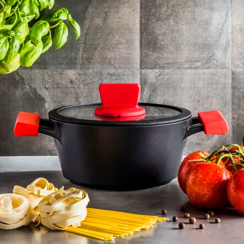 ZWIEGER Obsidian 2 l czarny - garnek aluminiowy z pokrywką