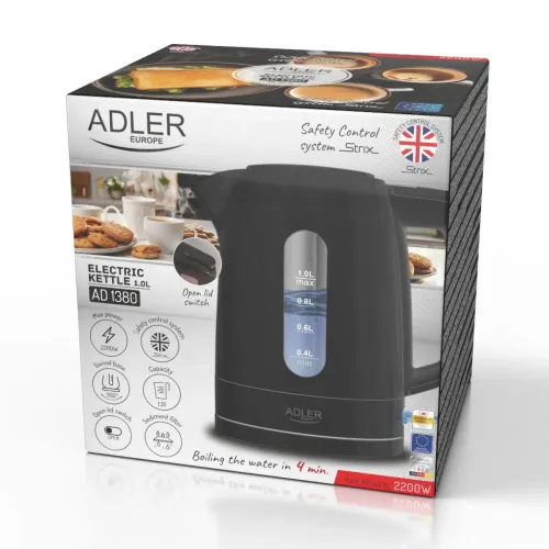 ADLER Strix AD 1380b 1 l - czajnik elektryczny bezprzewodowy plastikowy