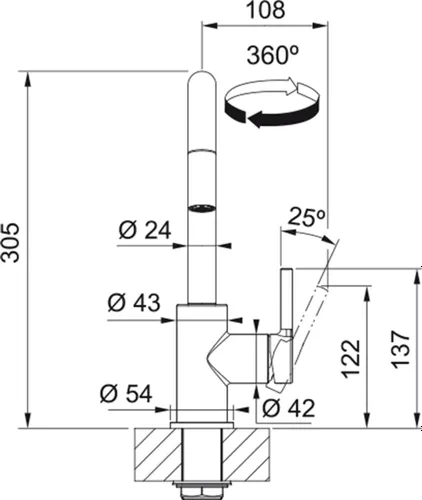 Bateria FRANKE Lina 115.0728.476 Chrom