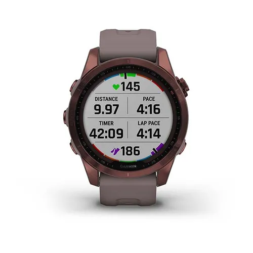 Смарт-часы Garmin FENIX 7S Sapphire Solar титановый темно-бронзовый с серым силиконовым ремешком (010-02539-29)