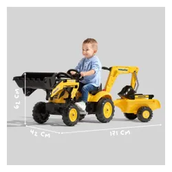 Falk Traktor Na Pedały Komatsu Z Łyżką Koparką I Przyczepą 2-5 Lat