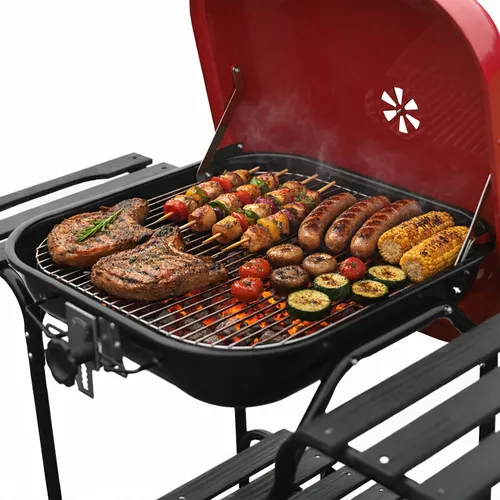 Grill węglowy VELACO VL02-RED-BLACK Czarny / Czerwony