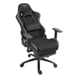 Fotel GAMVIS Phantom Large Czarny (złote elementy) + podnóżek