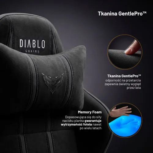 Fotel Diablo Chairs X-One 2.0 Small Burned Black Gamingowy do 90kg Tkanina Czarny
