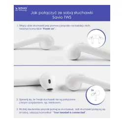 Słuchawki bezprzewodowe Savio TWS-01 Dokanałowe Bluetooth 5.0 Biały