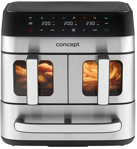 Air Fryer Frytkownica beztłuszczowa CONCEPT Pizza Trio FR9000 18.5 l z podwójnym koszem + szuflada do pieczenia