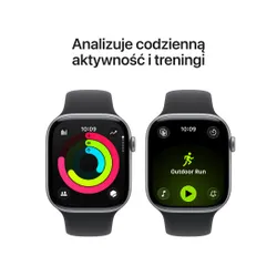 Apple Watch 11 GPS 46mm koperta z aluminium (gwiezdna szarość) + pasek sportowy rozmiar S/M (czarny)
