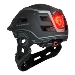 Kask rowerowy WOZINSKY HT-27S Szary Full Face dla Dzieci z odkręcaną szczęką i lampką (rozmiar uniwersalny)