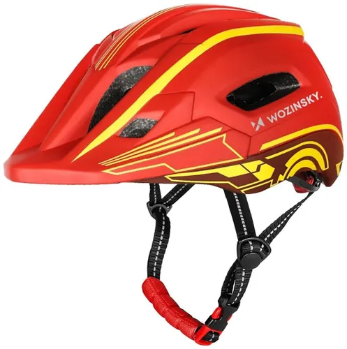 Kask rowerowy WOZINSKY HT-27CZ Czerwono-żółty Full Face dla Dzieci z odkręcaną szczęką (rozmiar uniwersalny)