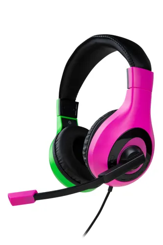 Słuchawki przewodowe z mikrofonem BigBen SWITCHHEADSETV1P+G Nintendo Switch Gaming Headset Nauszne Różowo-zielony