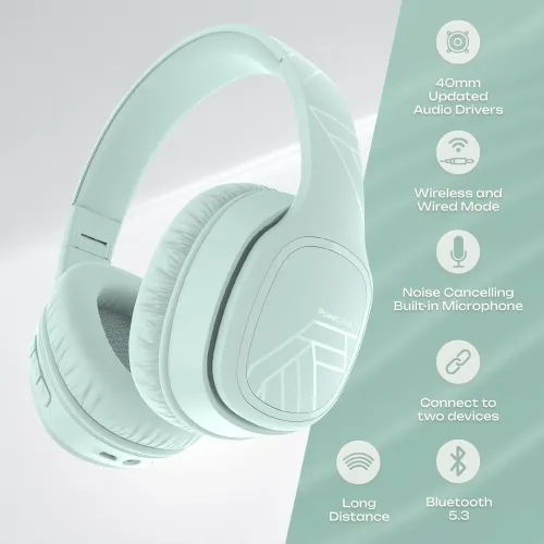 Słuchawki bezprzewodowe PowerLocus P7 Mint Nauszne Bluetooth 5.3 Miętowy