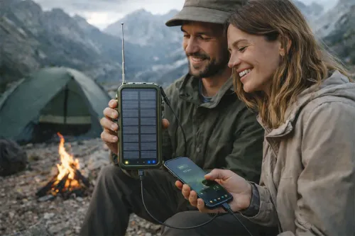 Radioodbiornik Hawk R40 Na korbkę, Solarne, Latarka, Radio FM Bluetooth Zielony