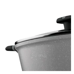 Patelnia na indukcję marmurowa z pokrywką krótkie uchwyty Starke Pro Musse Grey 28 cm