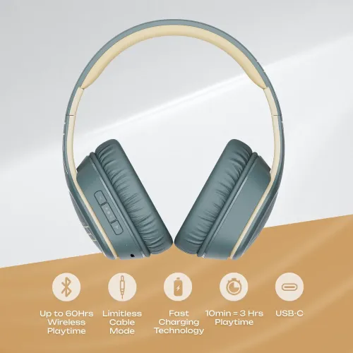 Słuchawki bezprzewodowe PowerLocus P7 Asphalt Grey Nauszne Bluetooth 5.3 Szaro-beżowy