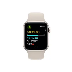 Apple Watch SE 2gen GPS + Cellular koperta 44mm z aluminium Księżycowa poświata pasek sportowy Księżycowa poświata S/M