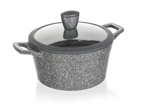 Garnek granite szary 24 cm do gotowania POKRYWKA 4,3 L jedzenia obiadu